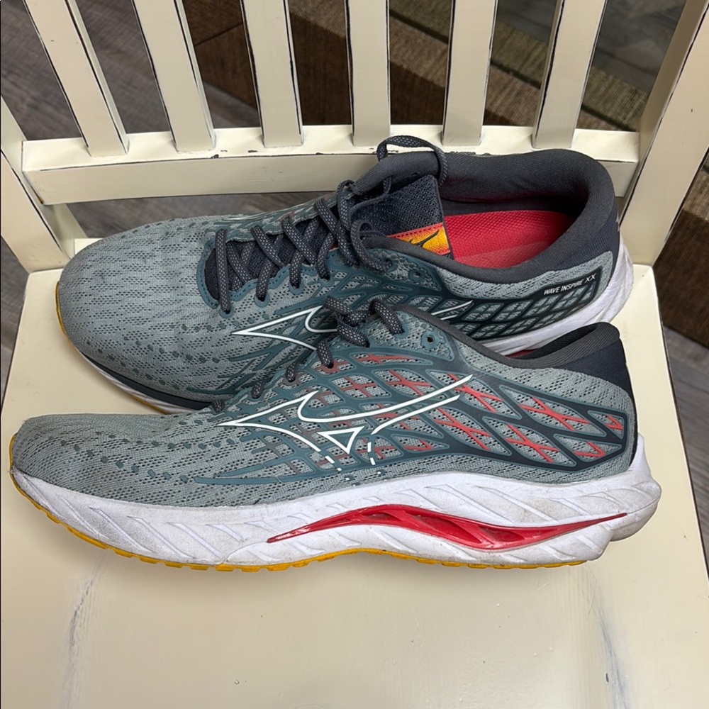 Mizuno Wave Inspire XX Blue Gray and Red Athletic Shoes - Picture 5 of 11